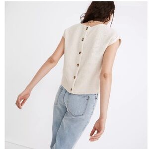 Madewell Boatneck Button-Back Sweater Tee-Size Small